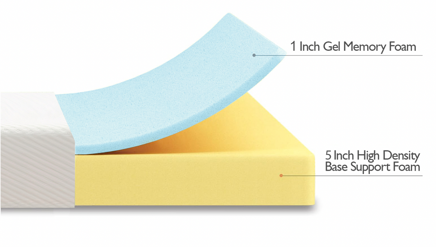 Size 6-Inch, Cooling Gel Memory Foam Mattress